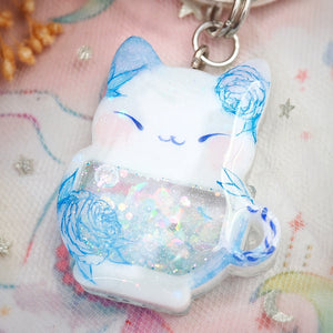 Blue Porcelain Teacat Charm
