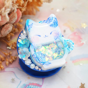 Blue Porcelain Teacat phone grip (Dark Blue)