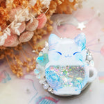 Blue Porcelain Teacat phone grip (Grey)