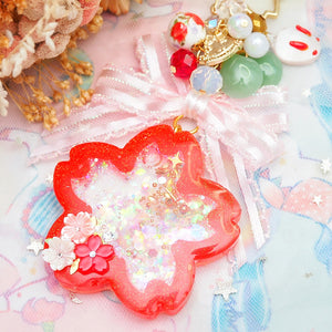 Red Sakura Shaker Charm