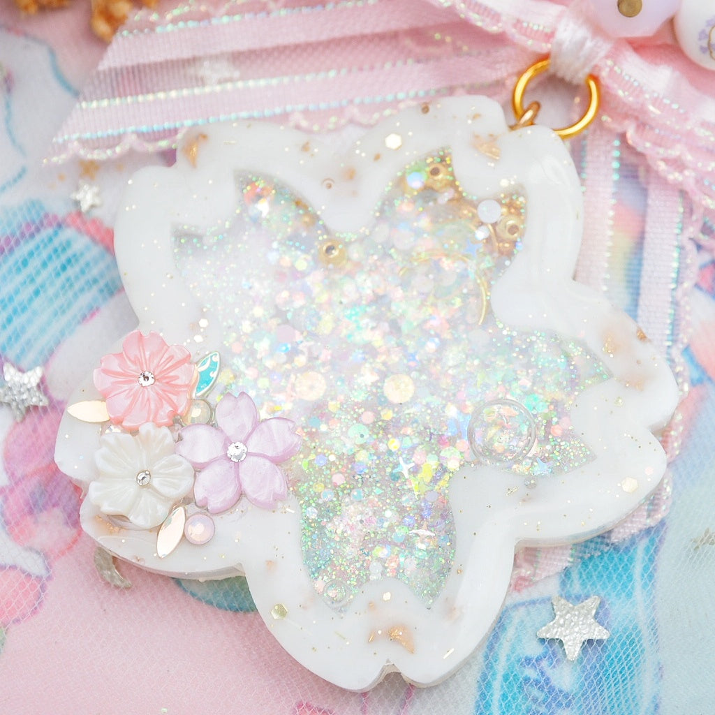 White Gold Sakura Shaker Charm A
