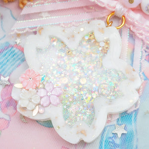 White Gold Sakura Shaker Charm A