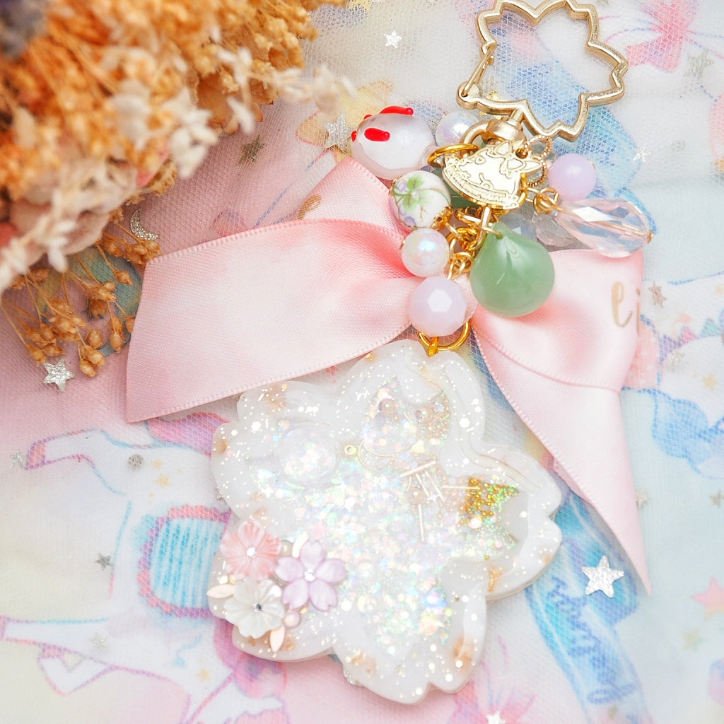 White Gold Sakura Shaker Charm B