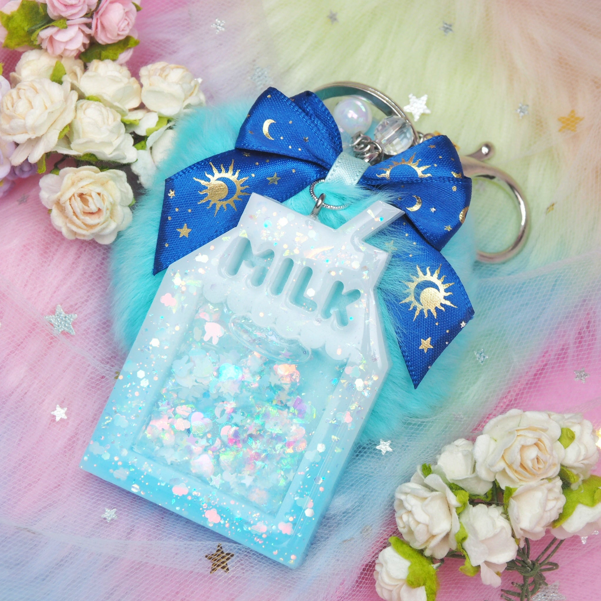 Baby Blue Milk Charm with Cloud sequins and Midnight Bow
