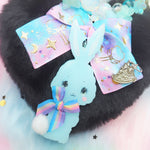 Blue Bunbun Floral Loop Charm with Heart Puff