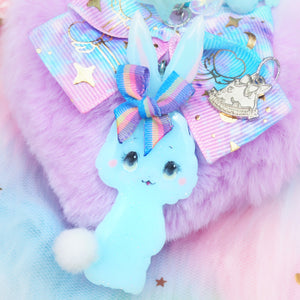 Blue Bunbun Floral Loop Charm with Heart Puff II