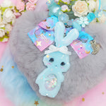 Blue Shaker Bun Floral Loop Charm with Heart Puff