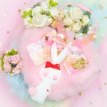 Sleepy Bunbun Floral Loop Charm with Heart Puff