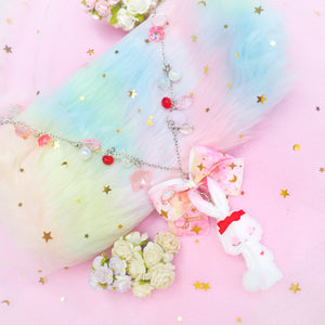 Pink Bunbun Long Chain Necklace
