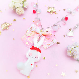 Pink Bunbun Long Chain Necklace