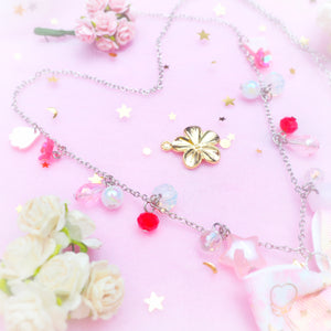 Pink Bunbun Long Chain Necklace