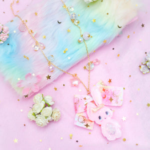 Pink Shaker Bun Long Chain Necklace