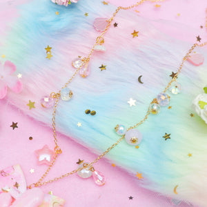 Pink Shaker Bun Long Chain Necklace