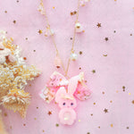 Pink Shaker Bun Long Chain Necklace