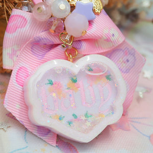 Pink/Purple Baby Heart Charm