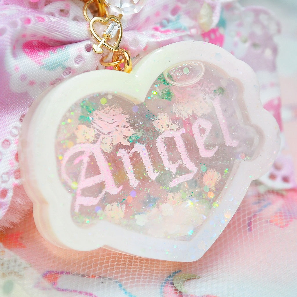 Clear Angel Heart Charm B
