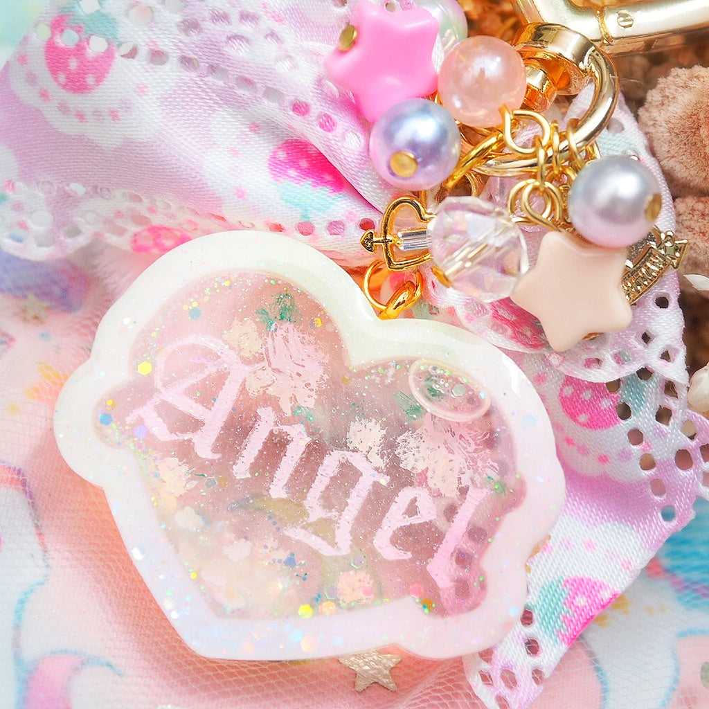 Clear Angel Heart Charm B