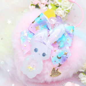 Lilac Shaker Bun Floral Loop Charm with Heart Puff