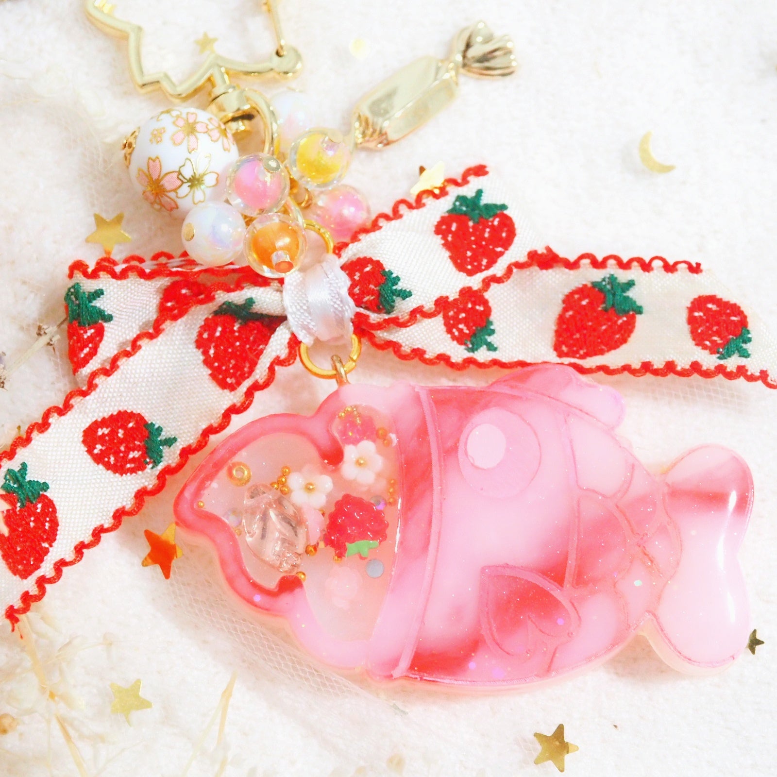 Strawberry Swirl Taiyaki Charm