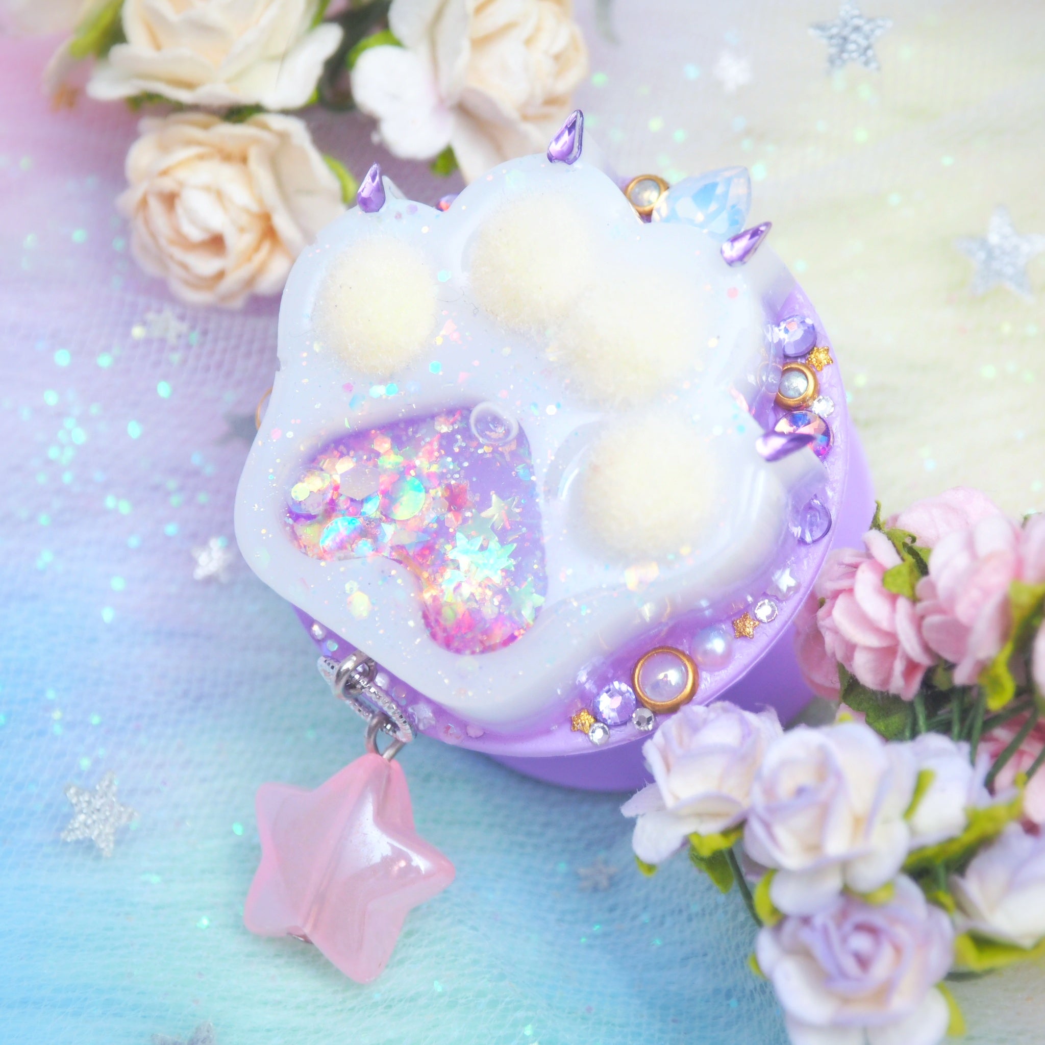 Purple Jewel Claw Poof Paw Phone Grip