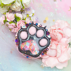 Lady Black Panther Jewel Claw Poof Paw Phone Grip