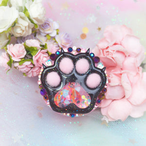 Lady Black Panther Jewel Claw Poof Paw Phone Grip