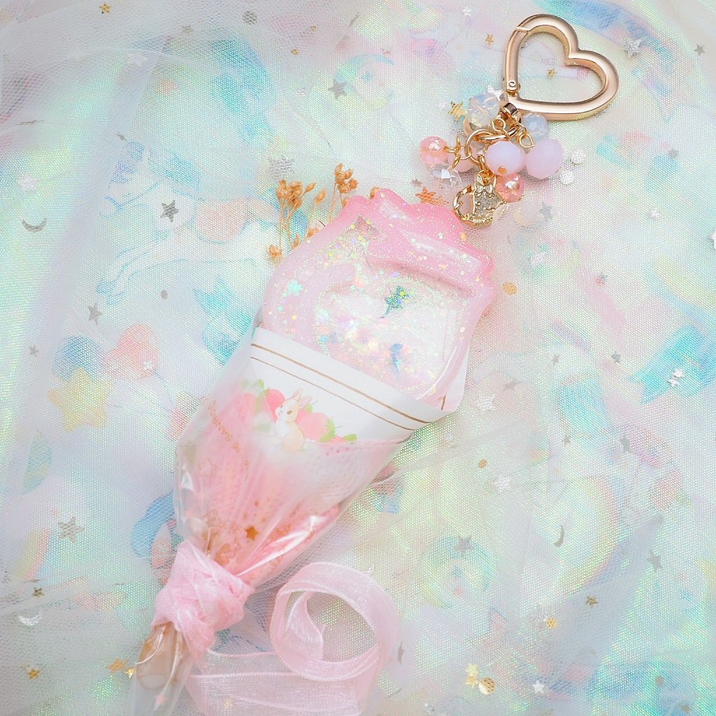 Tinted Pink Secret World Bouquet with detachable Charm