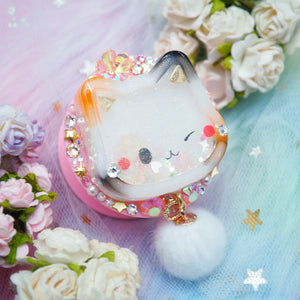 Calico Kitty on Pink Grip (white puff)