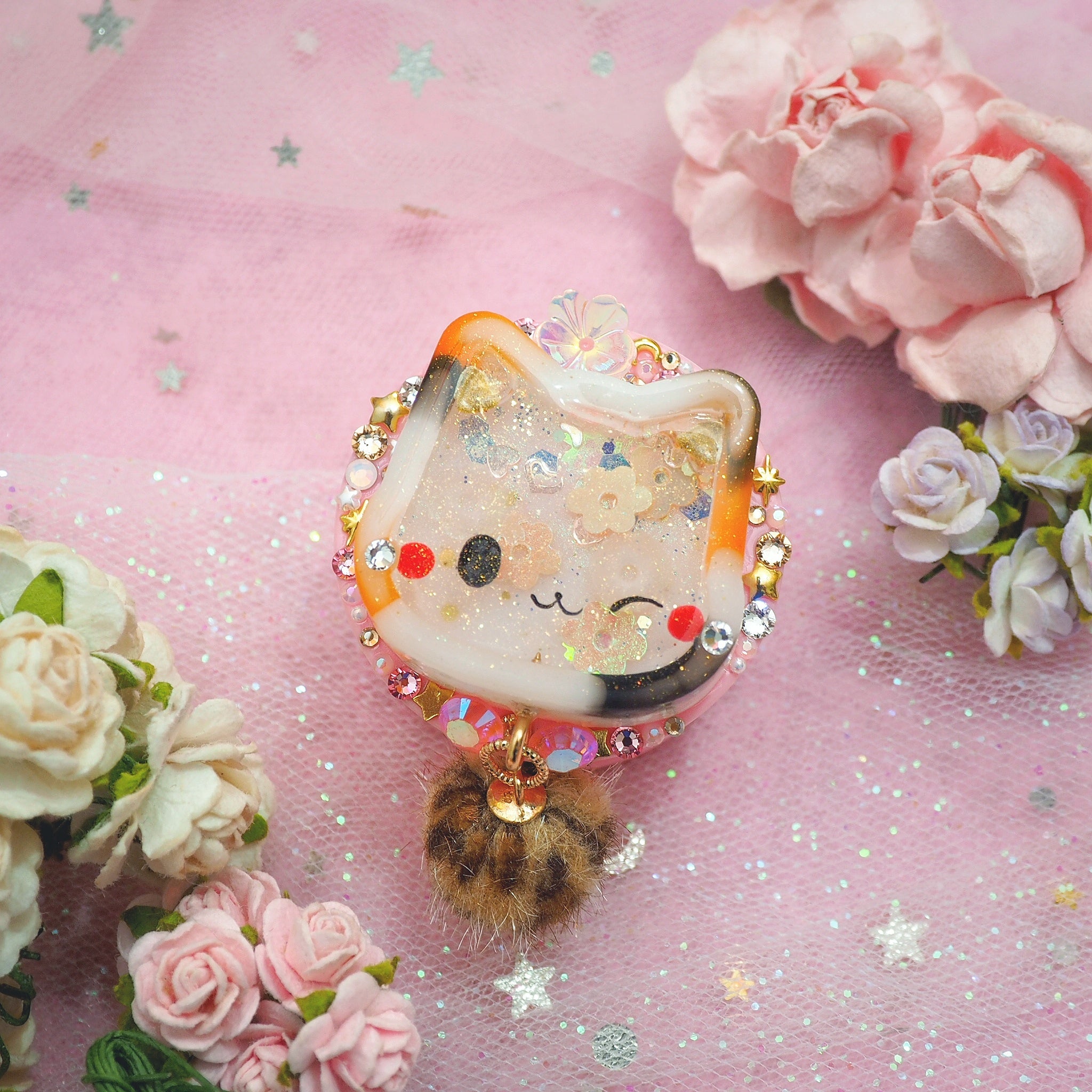 Calico Kitty on Pink Grip