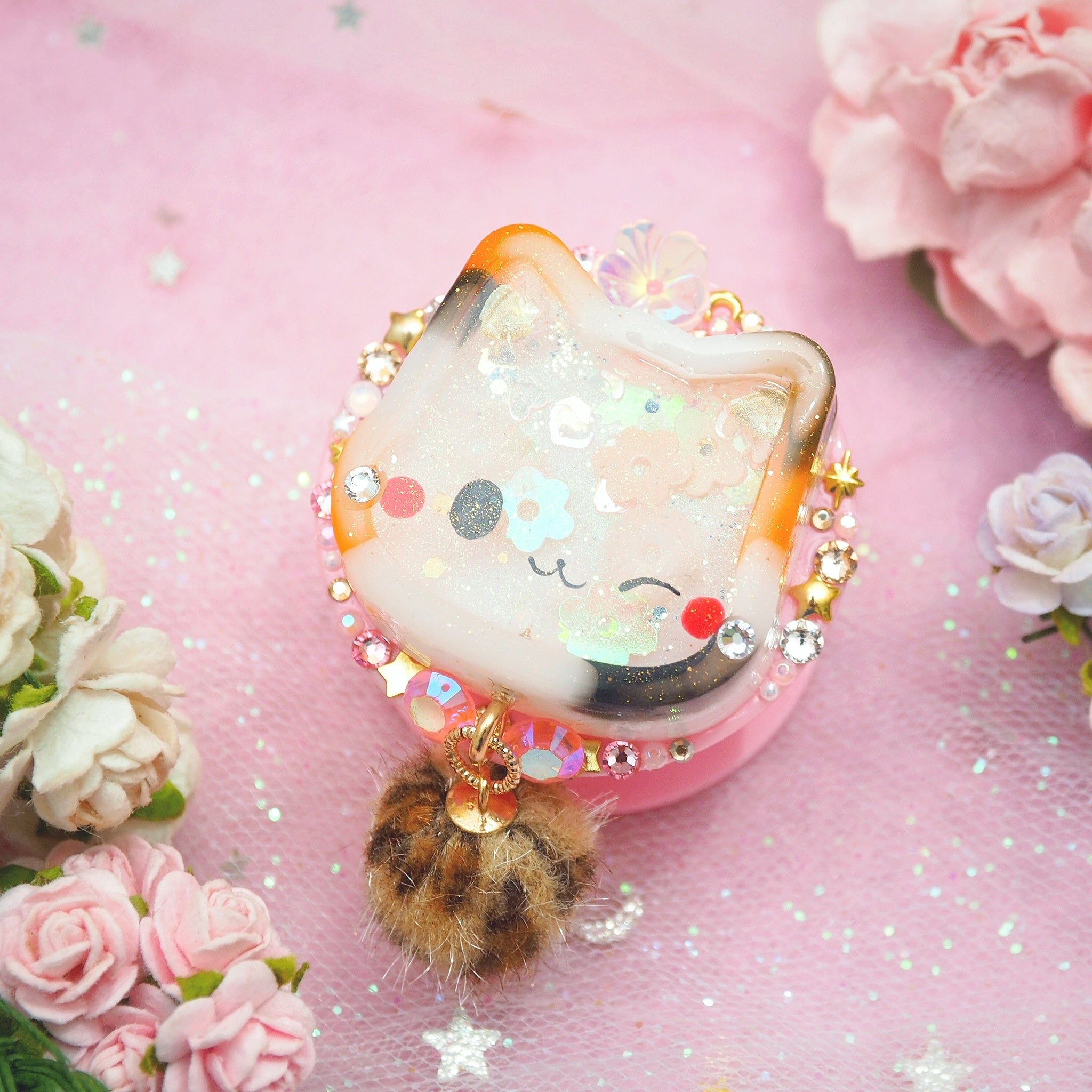 Calico Kitty on Pink Grip