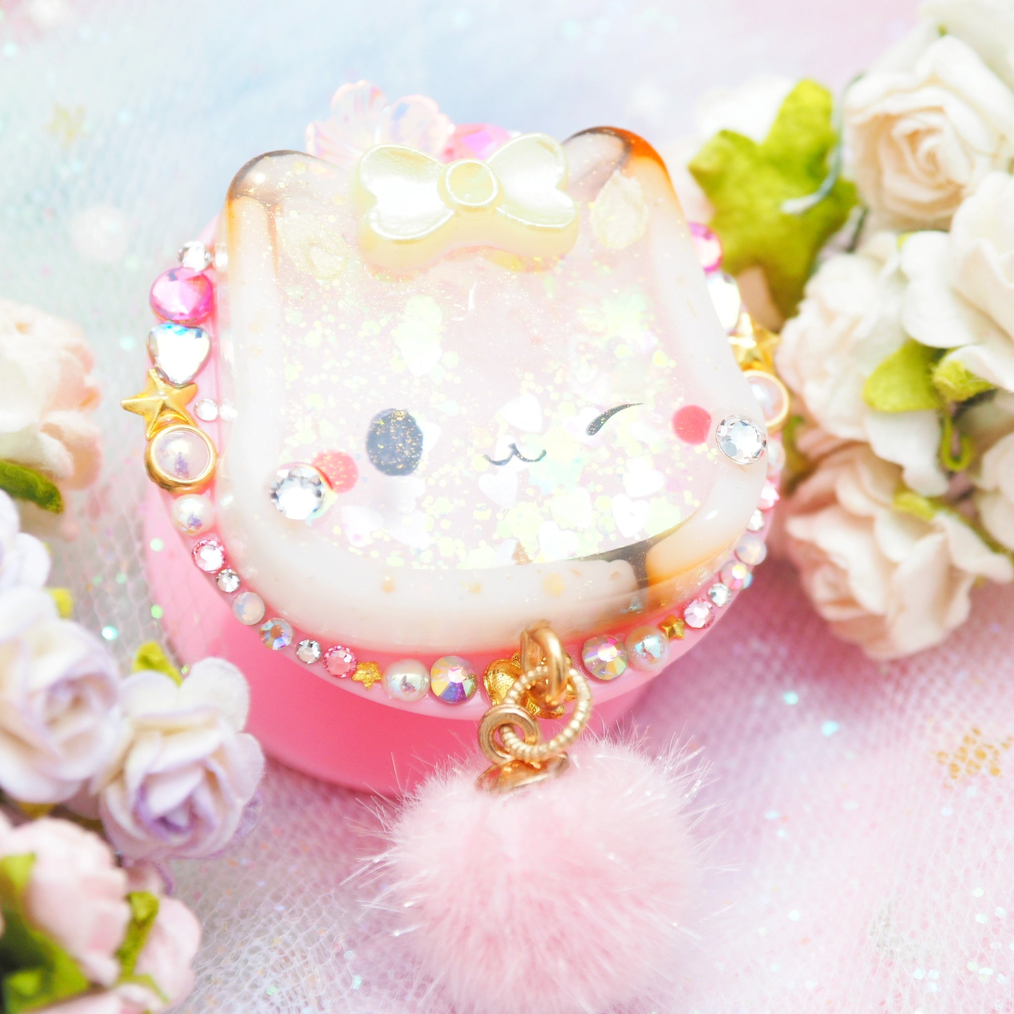 Sweet Calico Kitty on Pink Grip (pink puff)