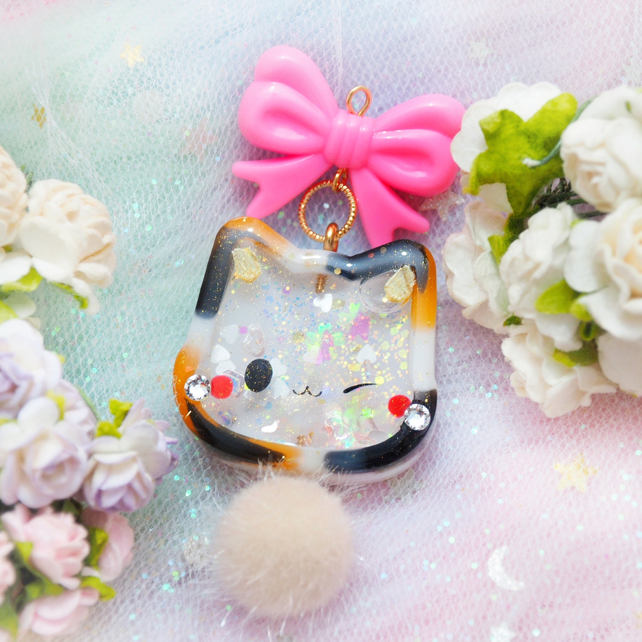 Calico Neko Dangly (choice of mini lobster clasp or small keyring)