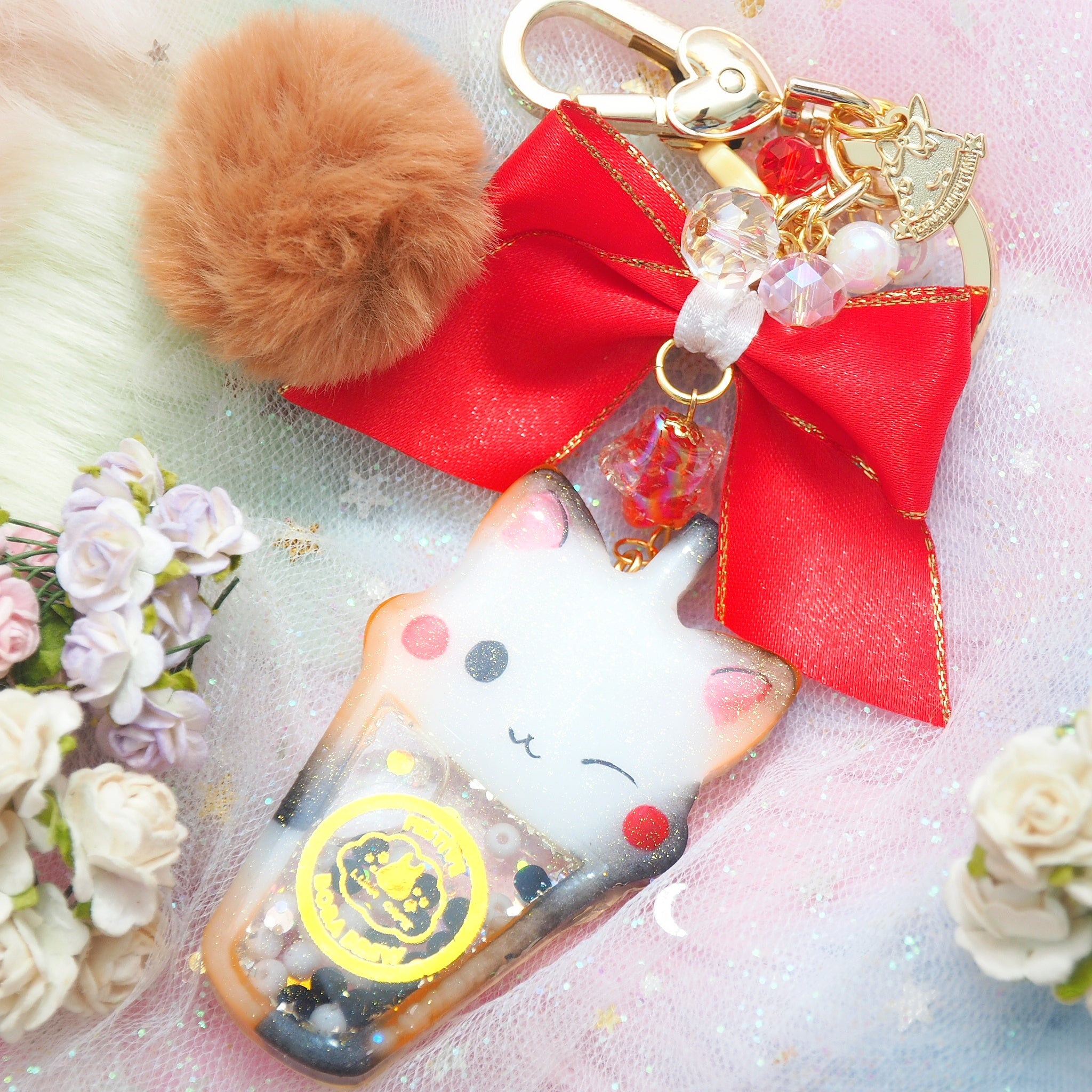 Calico Cuppa Boba Shaker Charm