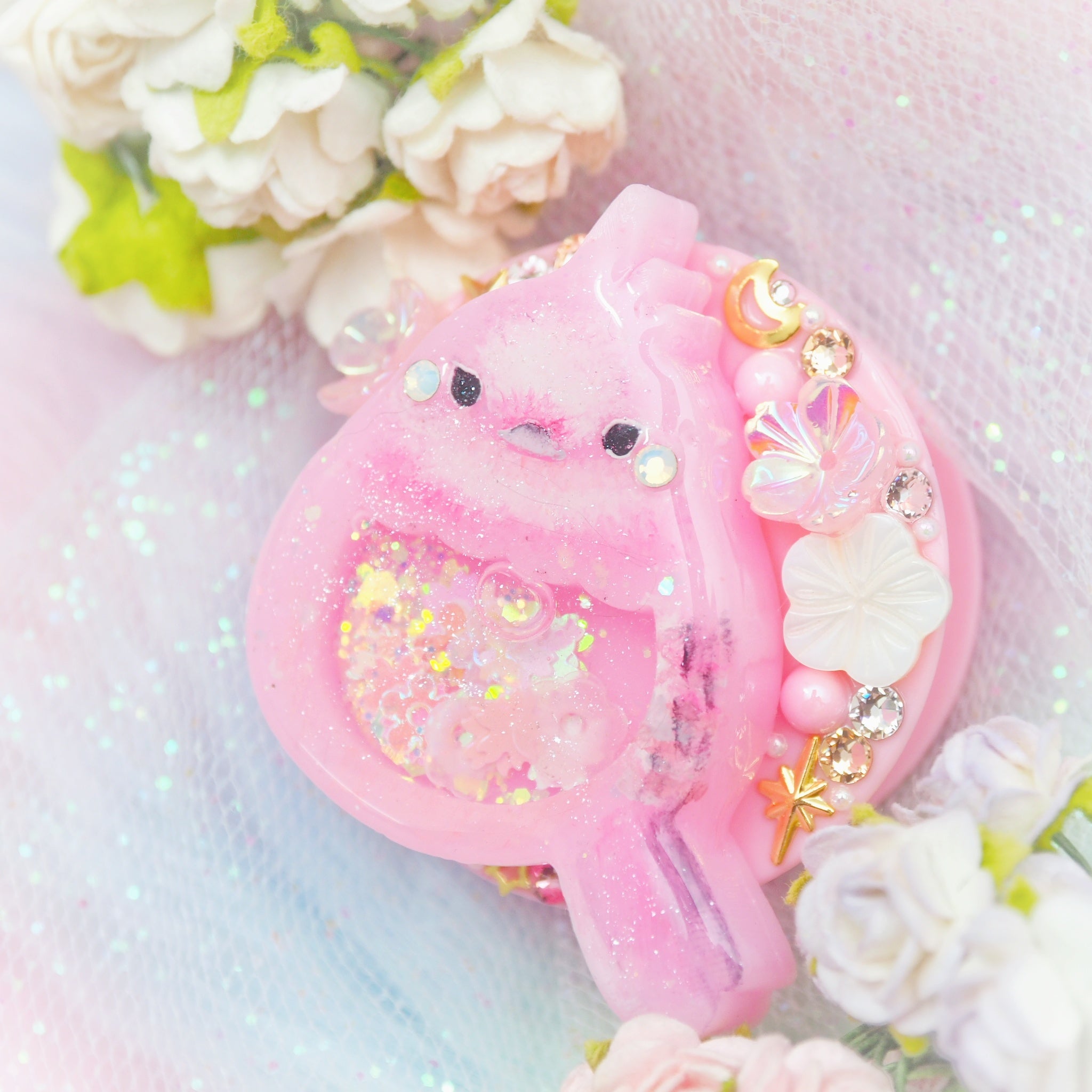Baby Rose Finch on Pink Grip