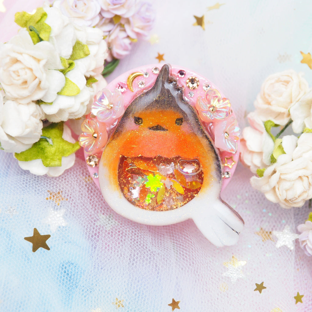 Autumn Pumpkin Robin Red-breast on Pink Grip