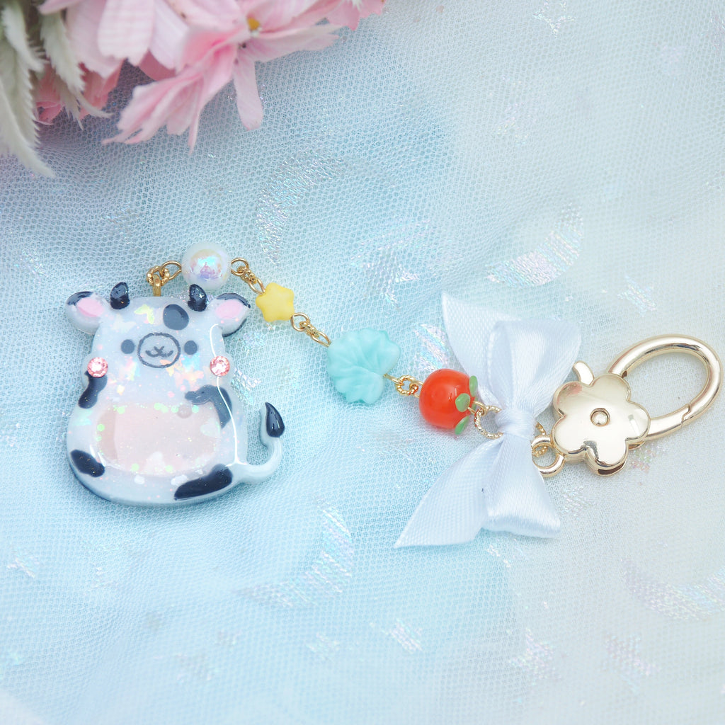 Dangly Moo Strawberry Milk Charm