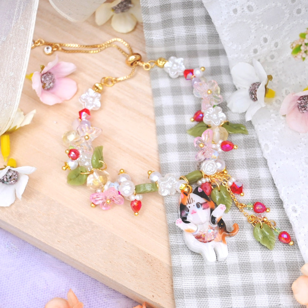 Strawberry Fields Calico Kitty Bracelet