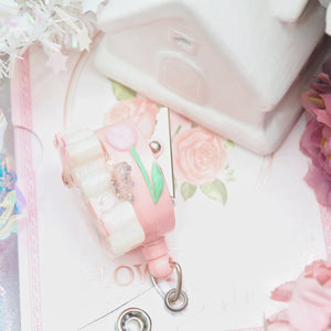 Fairy Cow Round Badge Reel (with sculpted flower on side)