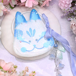 Blue Peony Painted Kitsune Mask