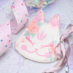 Pink Rose Painted Kitsune Mask