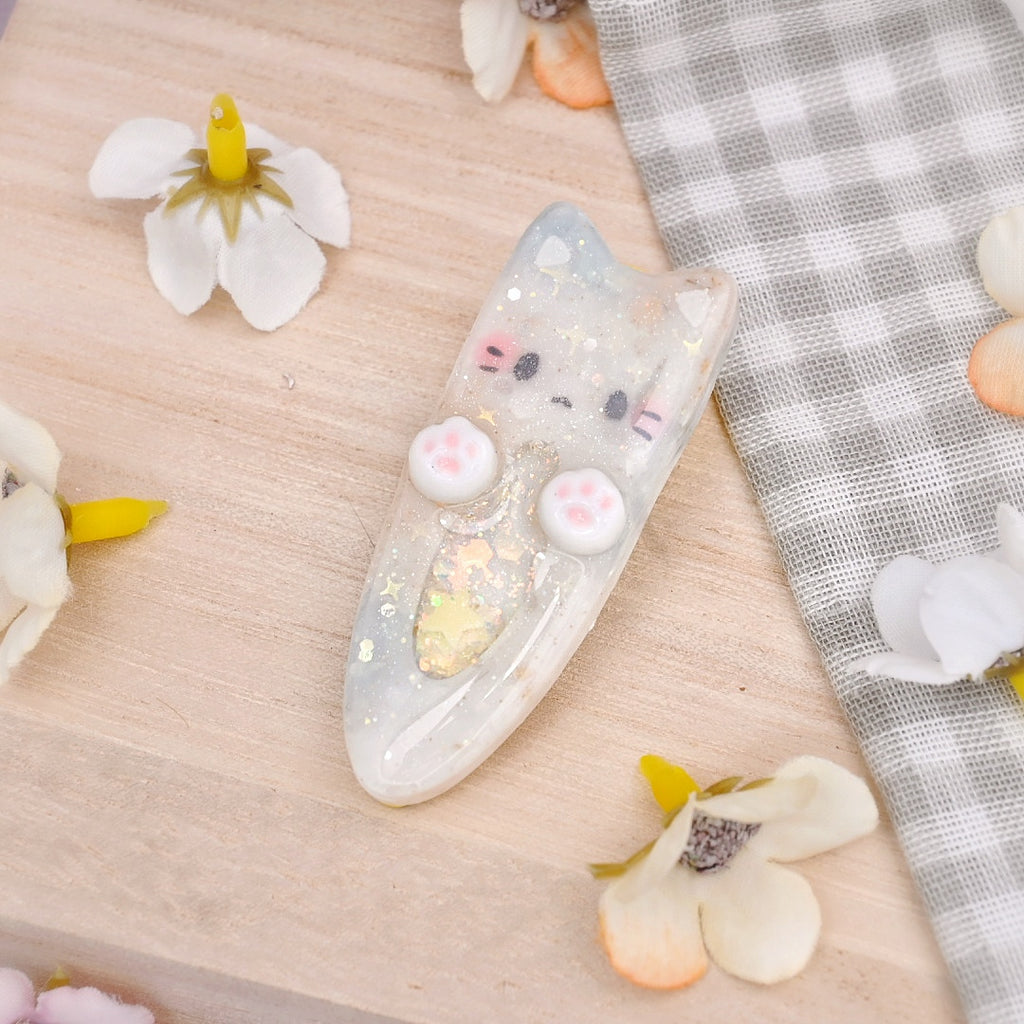 Hairclip - Grey & Brown Marble B