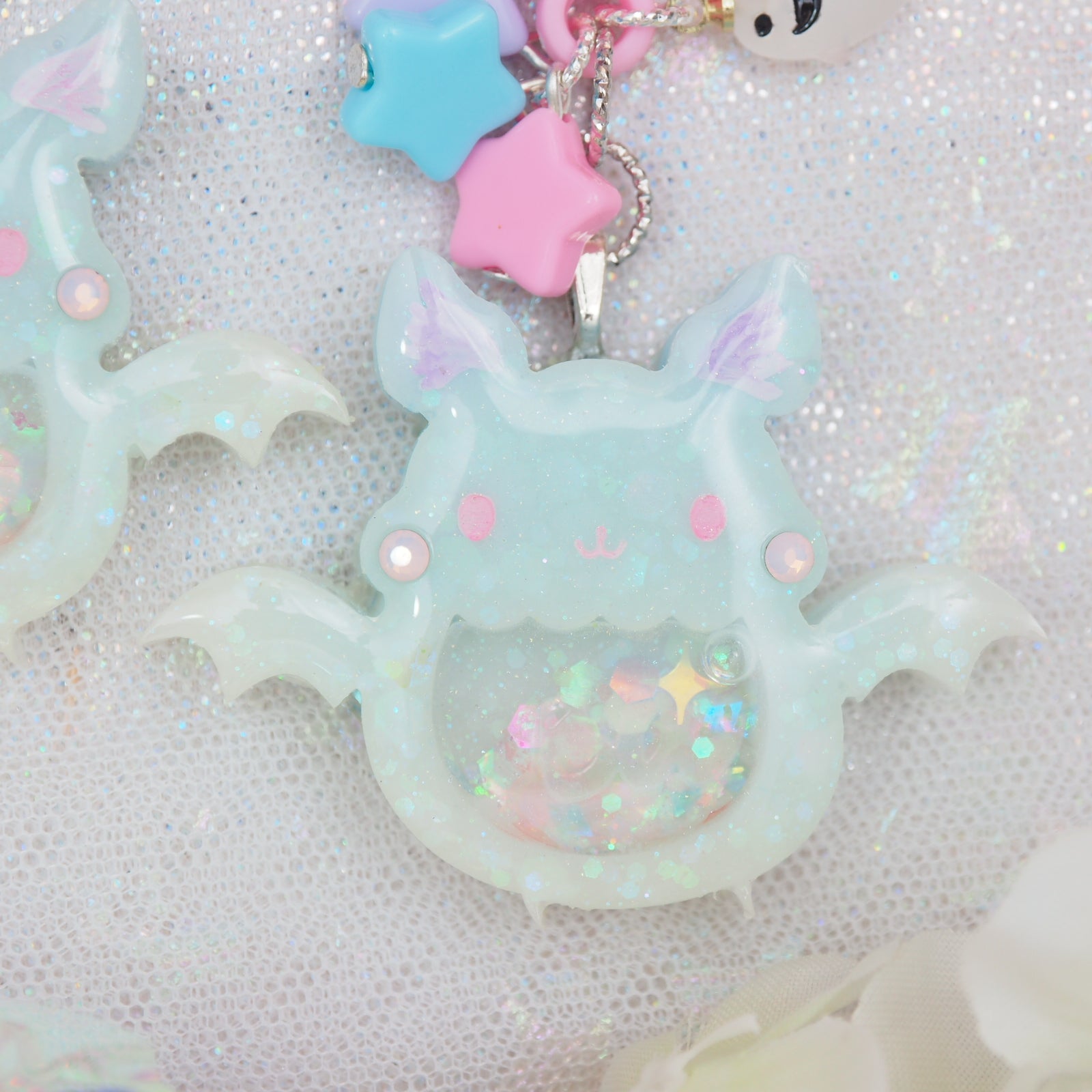 Froot Bat Hairtie (Sky with Pink)