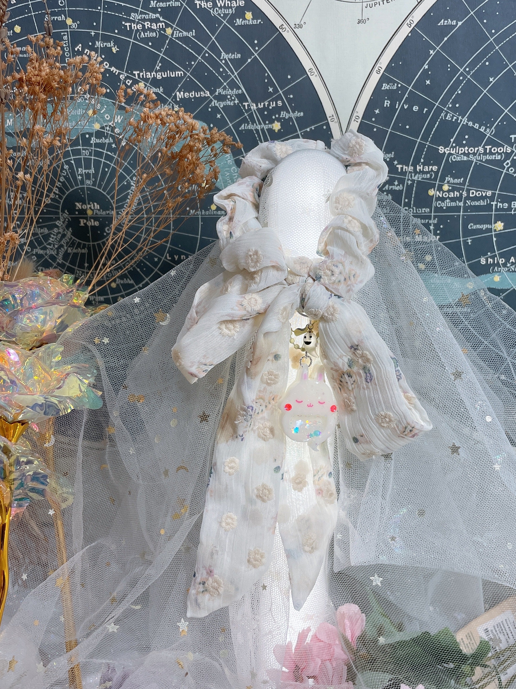 Ghostie Bun Ribbon Scrunchie