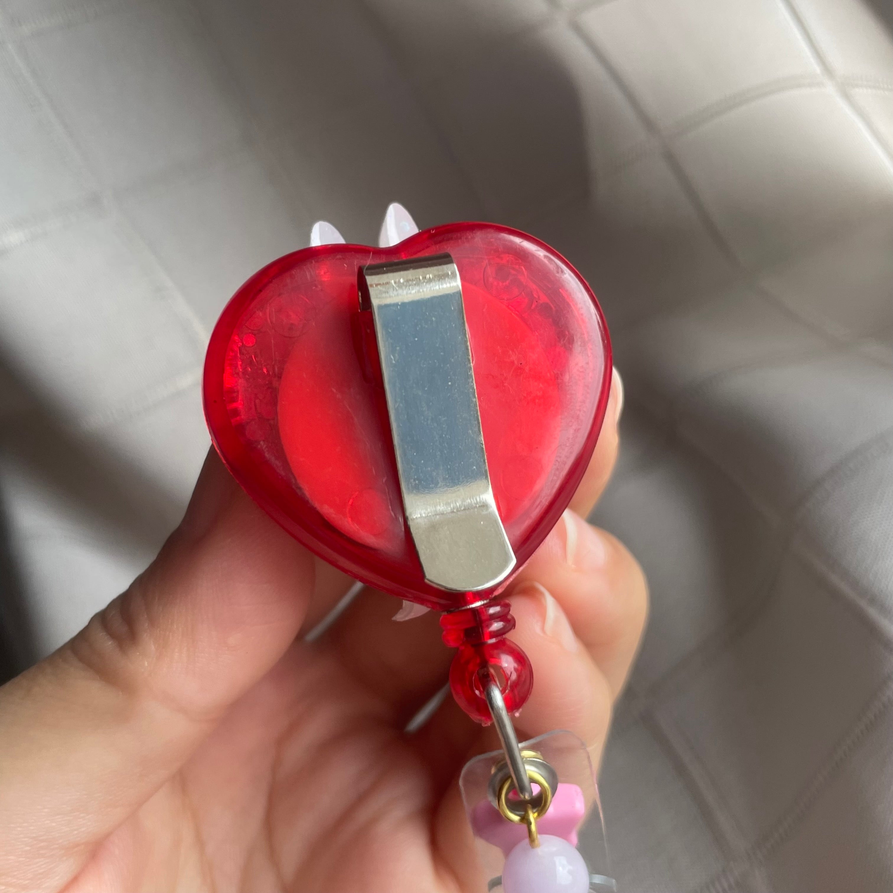 Lavender Ash Ghost Bun Heart Badge Reel