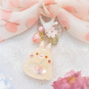 Peach Bun Charm with Ribbon Hairclip