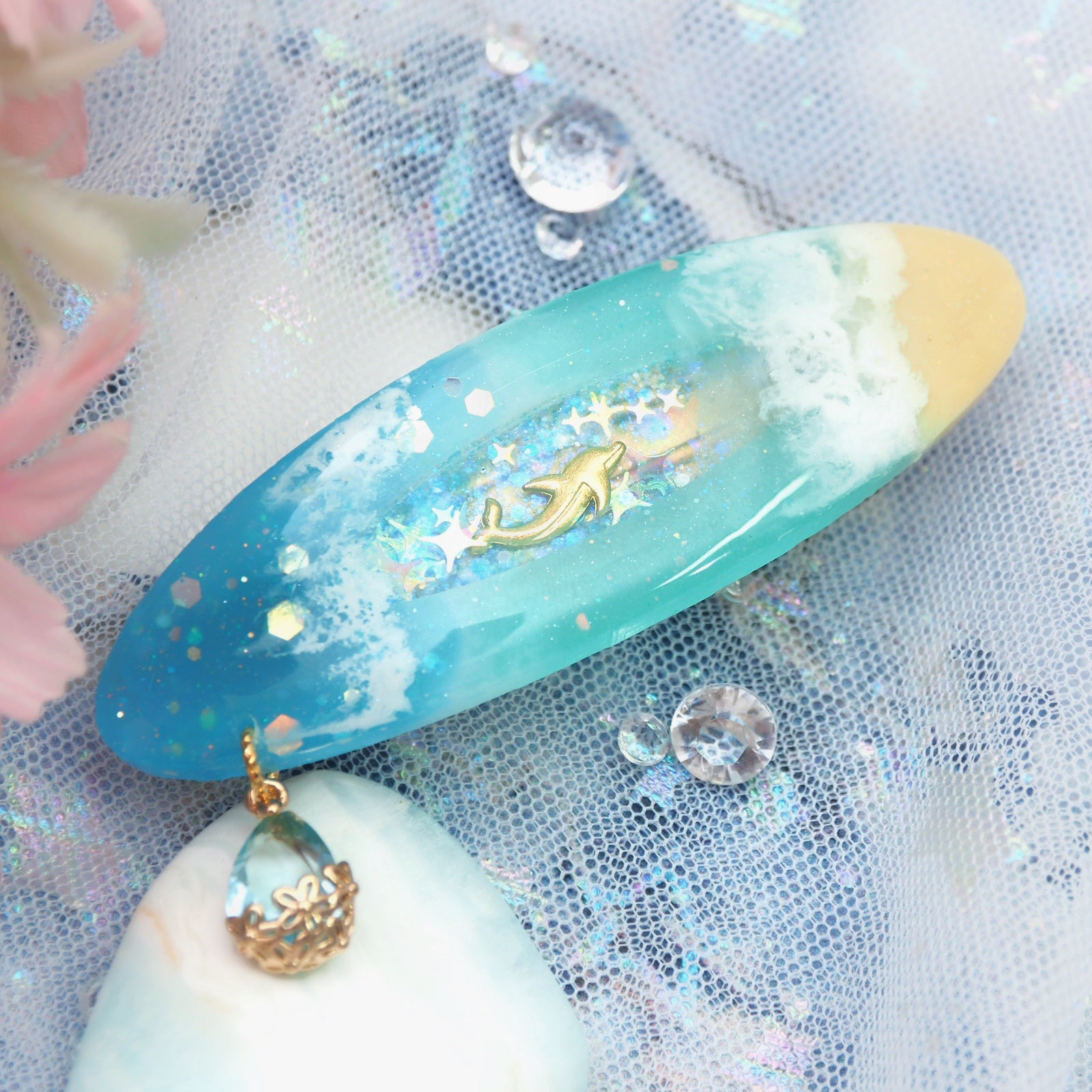 Laguna Seafoam Oval Barrette Clasp