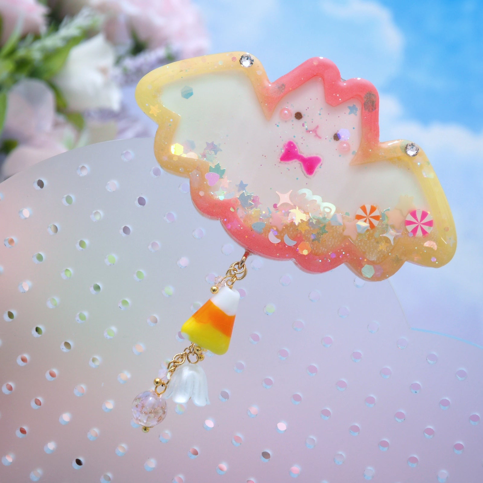 Spookie Candy Corn Bat Clasp