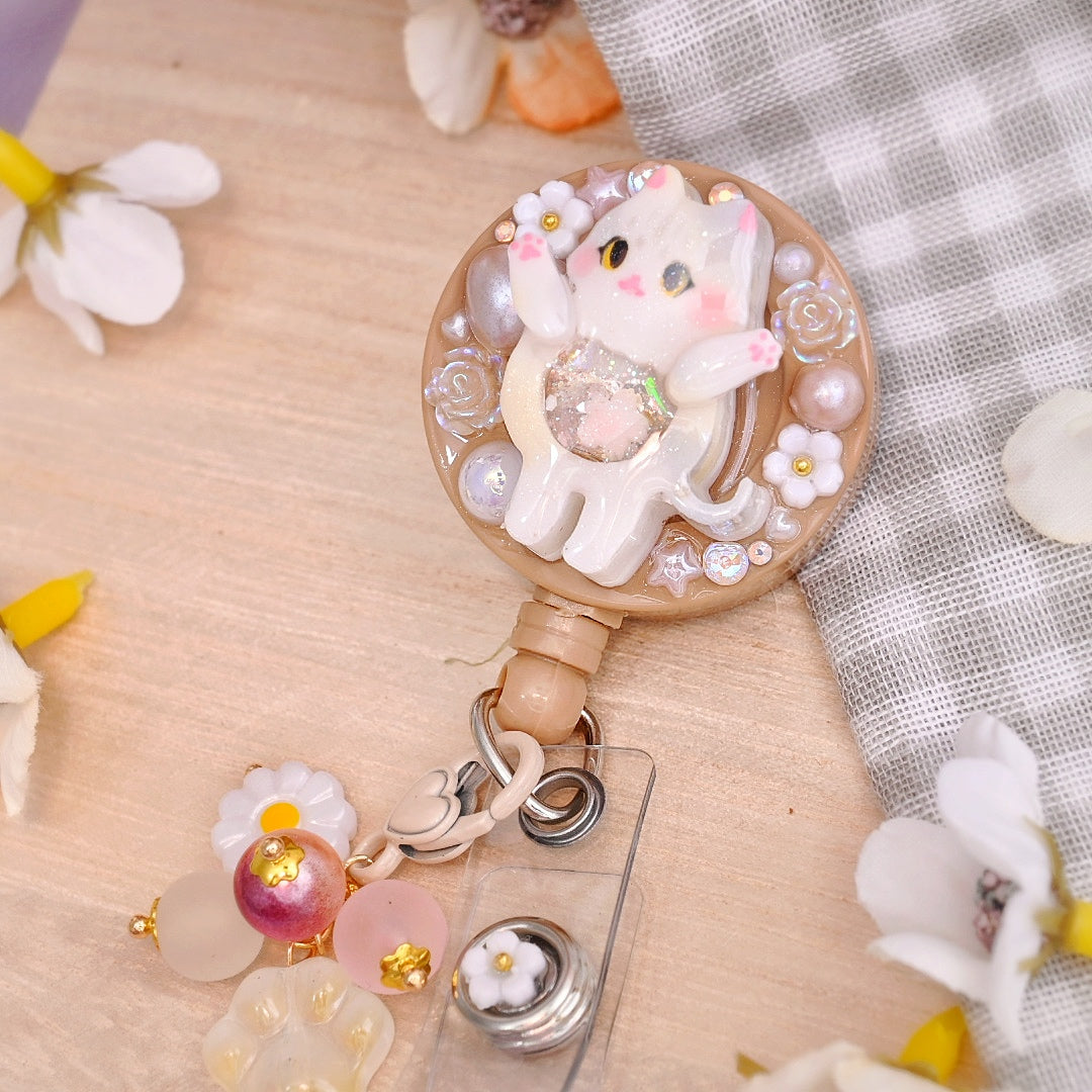 Badge Reel  - Tea Time Best Time Pale Calico