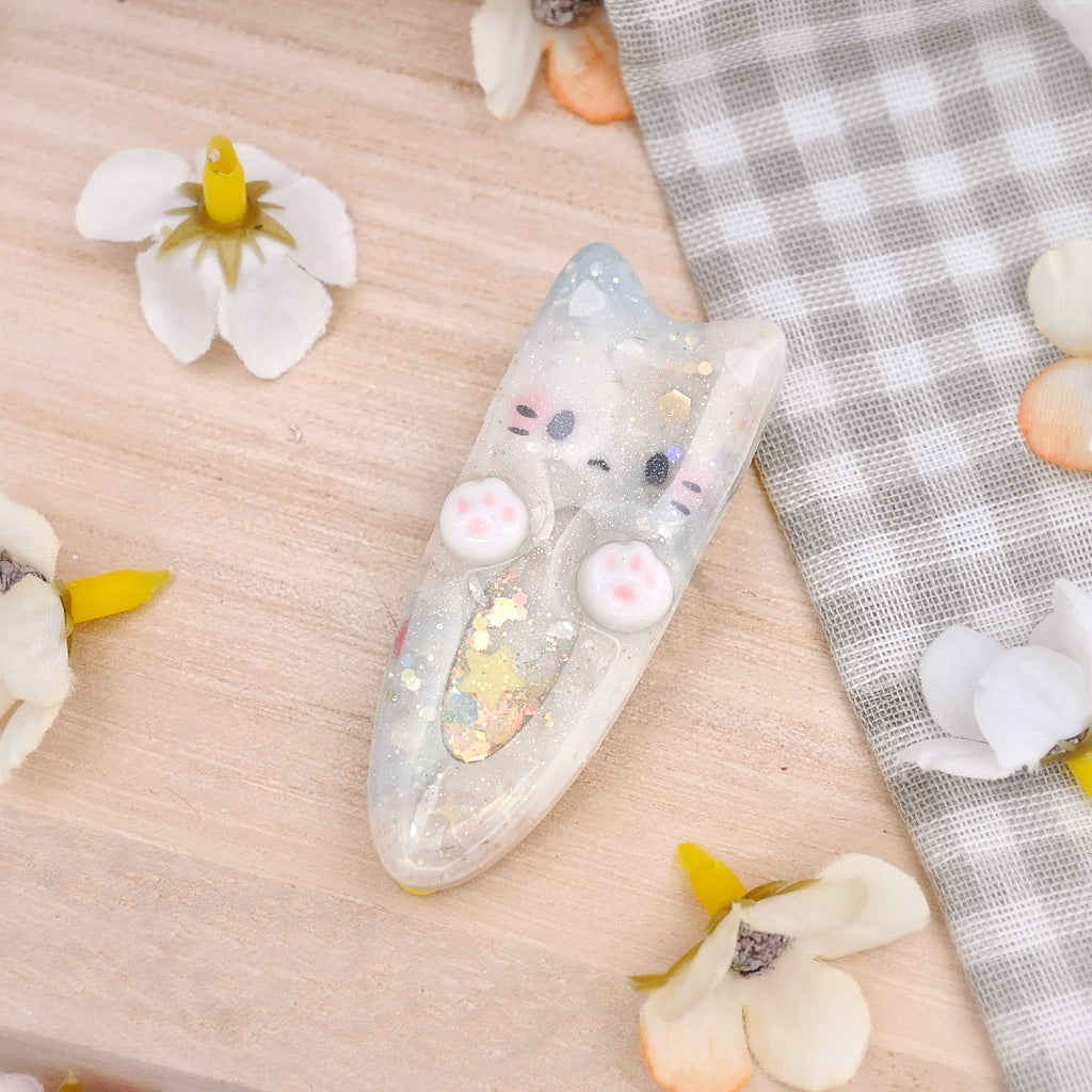 Hairclip - Grey & Brown Marble A