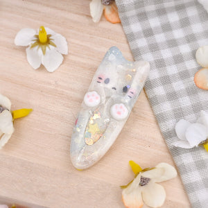 Hairclip - Grey & Brown Marble A